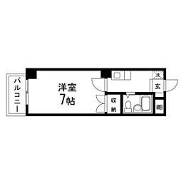 花京院足利ビル 1Kの間取図画像