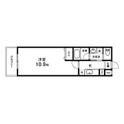 カーサヴェルデ春日町 1Kの間取図画像