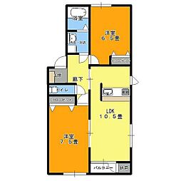 ピース11小松島 2LDKの間取図画像