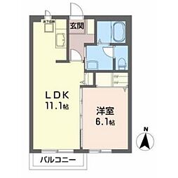 ルミエール北山 1LDKの間取図画像