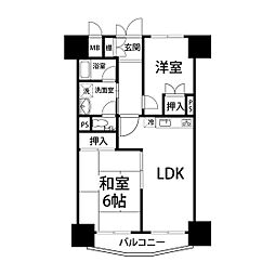プレジデント一番町 2LDKの間取図画像