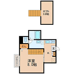 フェリーチェ中江 1Kの間取図画像