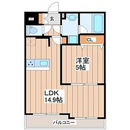 LUANA・AIR・RESIDENCE五橋 1LDKの間取図画像