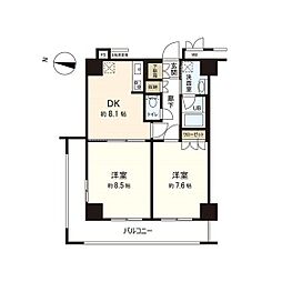 レジデンス仙台駅東 2DKの間取図画像