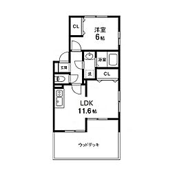 Comfortブラウニー 1LDKの間取図画像