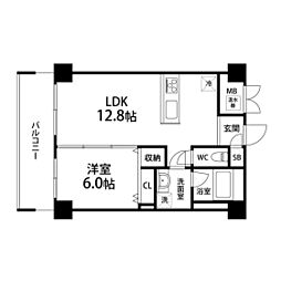 デュランティ長町 1LDKの間取図画像