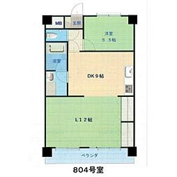 朝日プラザ五橋 1LDKの間取図画像