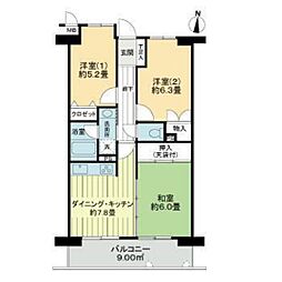 ライオンズマンション山手町 3DKの間取図画像