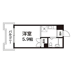 Mヒルズ本町 1Kの間取図画像