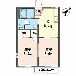 カサベリート 2Kの間取図画像