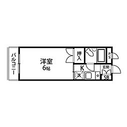 セティル上杉 1Kの間取図画像