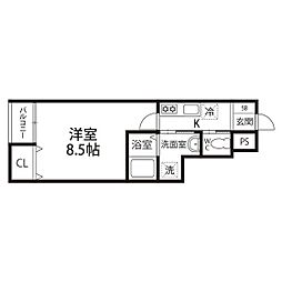 アヴァンティ 1Kの間取図画像