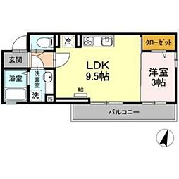 グランコート 1LDKの間取図画像