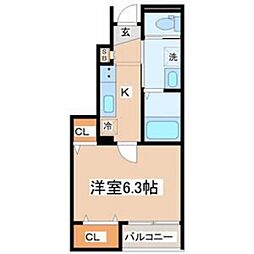 DAICORO-1 1Kの間取図画像