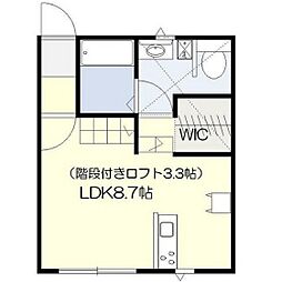 ライズ・ヒルC ワンルームの間取図画像