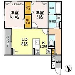 D-room銀杏町 2LDKの間取図画像