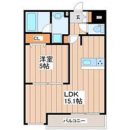 LUANA・AIR・RESIDENCE五橋 1LDKの間取図画像