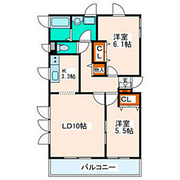 ハイデルベルグ 2LDKの間取図画像