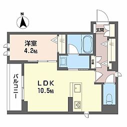 エルドール鉄砲町東 1LDKの間取図画像