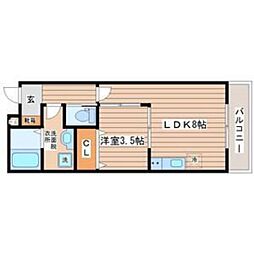 リンクステージあすと長町A 1LDKの間取図画像