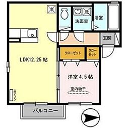 グランブルーかすみ町 1LDKの間取図画像
