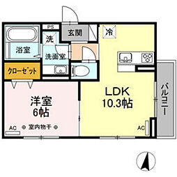 ラウム上杉 1LDKの間取図画像