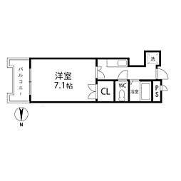 レジデンスササキ 1Kの間取図画像