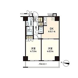 レジデンス仙台駅東 2DKの間取図画像