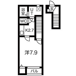 仙台市太白区郡山7丁目アパート 1Kの間取図画像