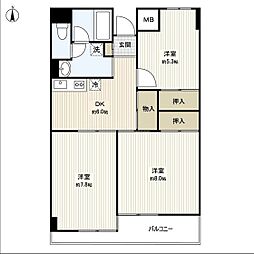 サンシャイン菊平ビル 3DKの間取図画像