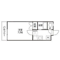 メイプル・リーフ 1Kの間取図画像