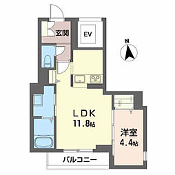 グランメゾンアムール錦町 1LDKの間取図画像