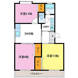 ハイネス高砂 3DKの間取図画像