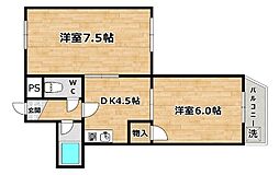 ソシオ塚本ハイツ 2DKの間取図画像