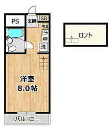 パッサージュ2 1Kの間取図画像