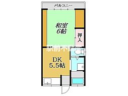 内田アパート 1DKの間取図画像