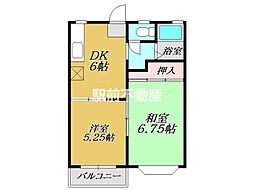 ベルメゾン多布施 2DKの間取図画像