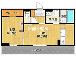 LUSSOIII 2階1LDKの間取り