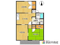 セジュール北園 3DKの間取図画像