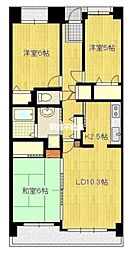 エスプラッツ白山 6階3LDKの間取り