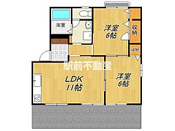 サンフラッツB 2LDKの間取図画像
