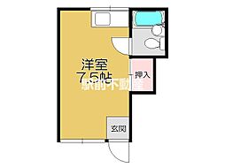 アパートメントツエルブ ワンルームの間取図画像