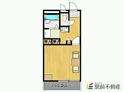 レオパレス駅西 2階1Kの間取り