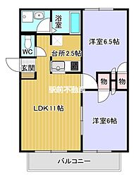 ファミリア水ケ江A 2LDKの間取図画像
