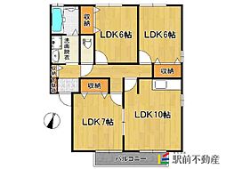 シャルムタウン開成 3LDKの間取図画像