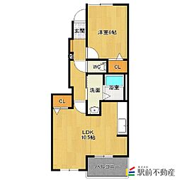 ミニョン・アンジュ 1LDKの間取図画像