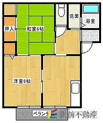 ドリームドリームナガセB 2DKの間取図画像