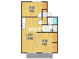 ファミール中の館C 2LDKの間取図画像