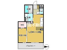 Aブライト 1LDKの間取図画像