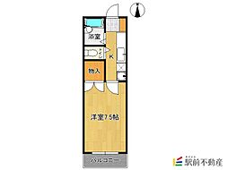 メゾン精2 1Kの間取図画像